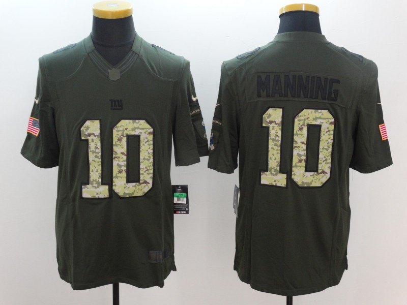 Men's New York Giants Eli Manning #10 Army Green Jersey